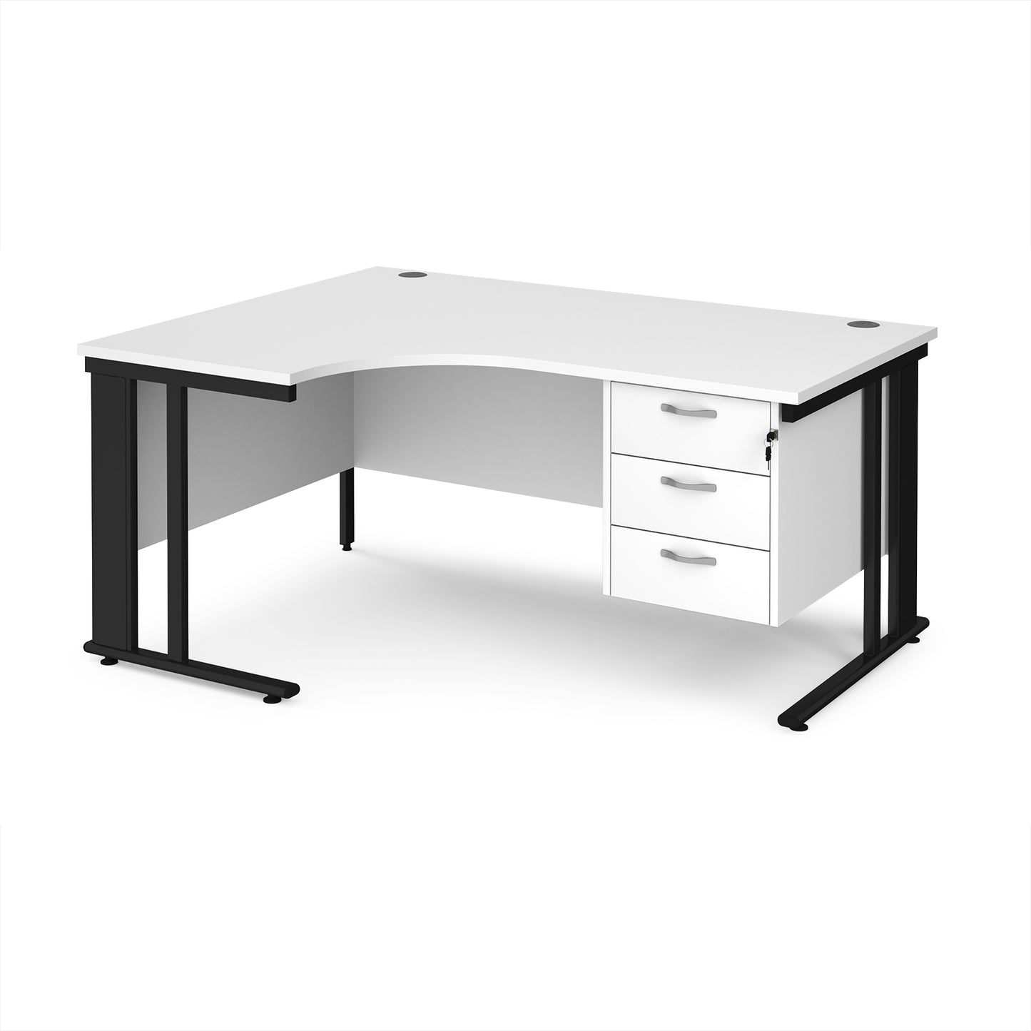 Maestro 25 cable managed left hand ergonomic desk with 3 drawer ped - MCM16ELP3KWH