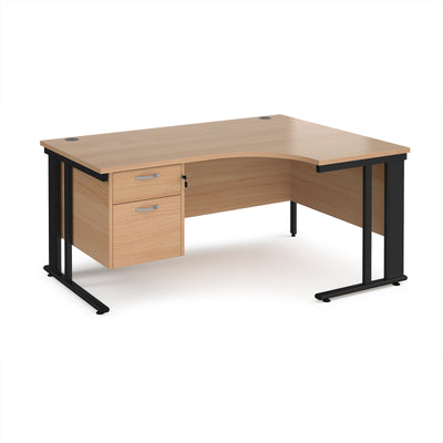 Maestro 25 cable managed right hand ergonomic desk with 2 drawer ped - MCM16ERP2KB