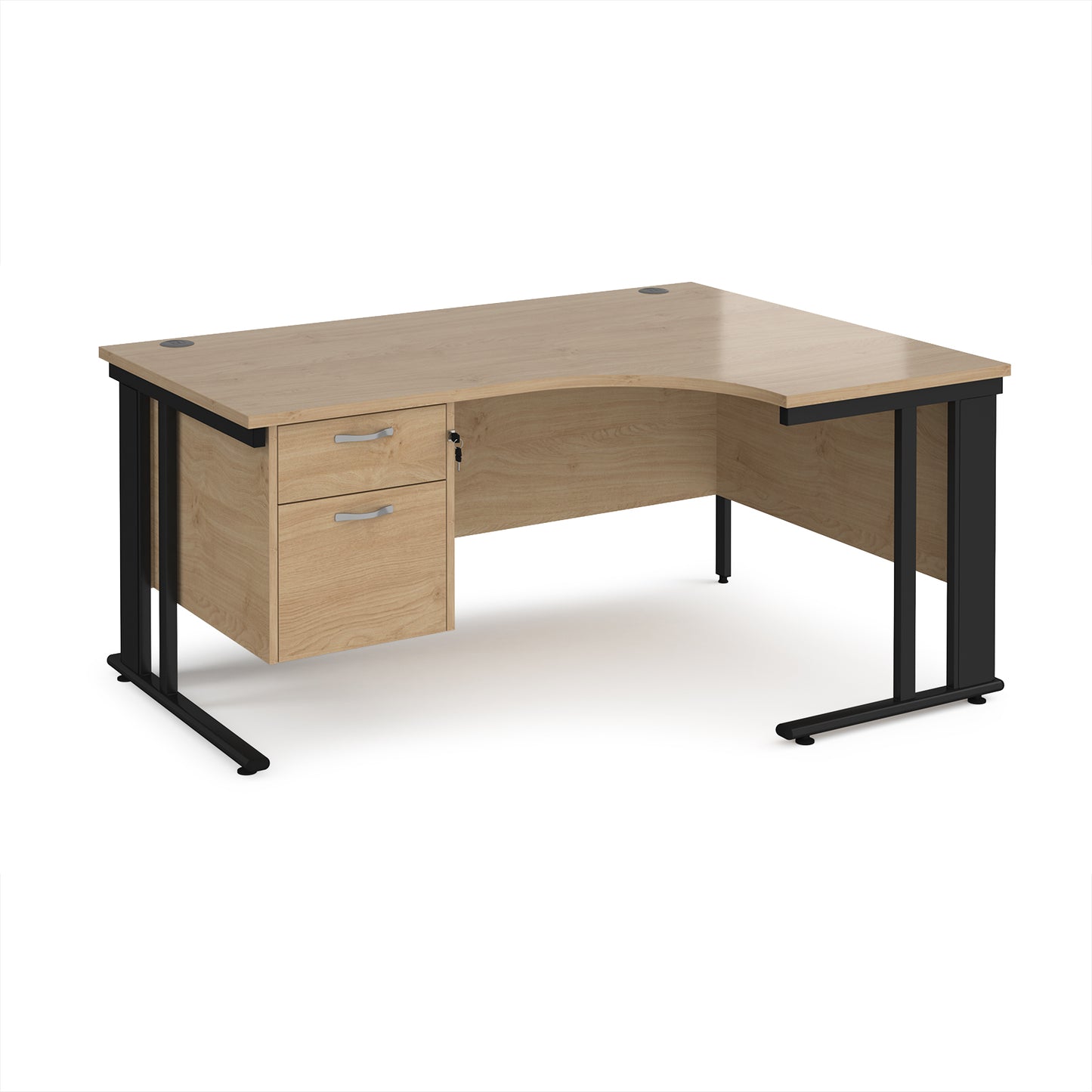 Maestro 25 cable managed right hand ergonomic desk with 2 drawer ped - MCM16ERP2KKO