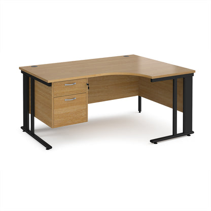 Maestro 25 cable managed right hand ergonomic desk with 2 drawer ped - MCM16ERP2KO