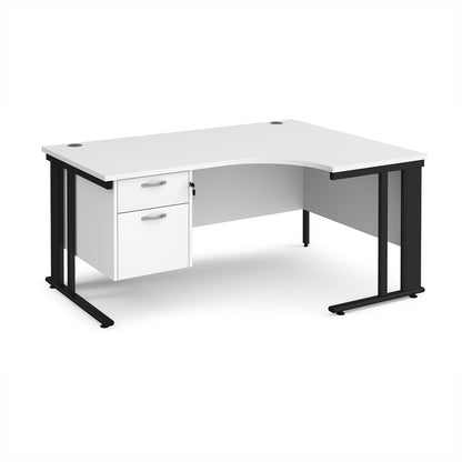 Maestro 25 cable managed right hand ergonomic desk with 2 drawer ped - MCM16ERP2KWH
