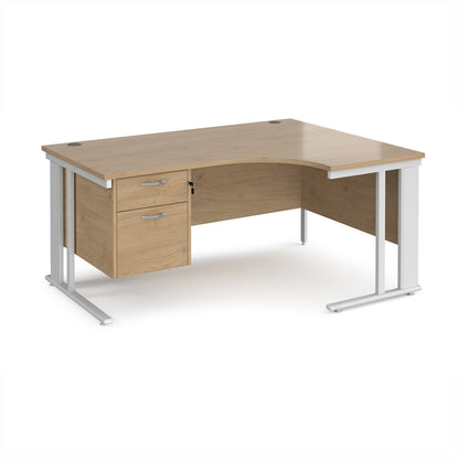 Maestro 25 cable managed right hand ergonomic desk with 2 drawer ped - MCM16ERP2WHKO