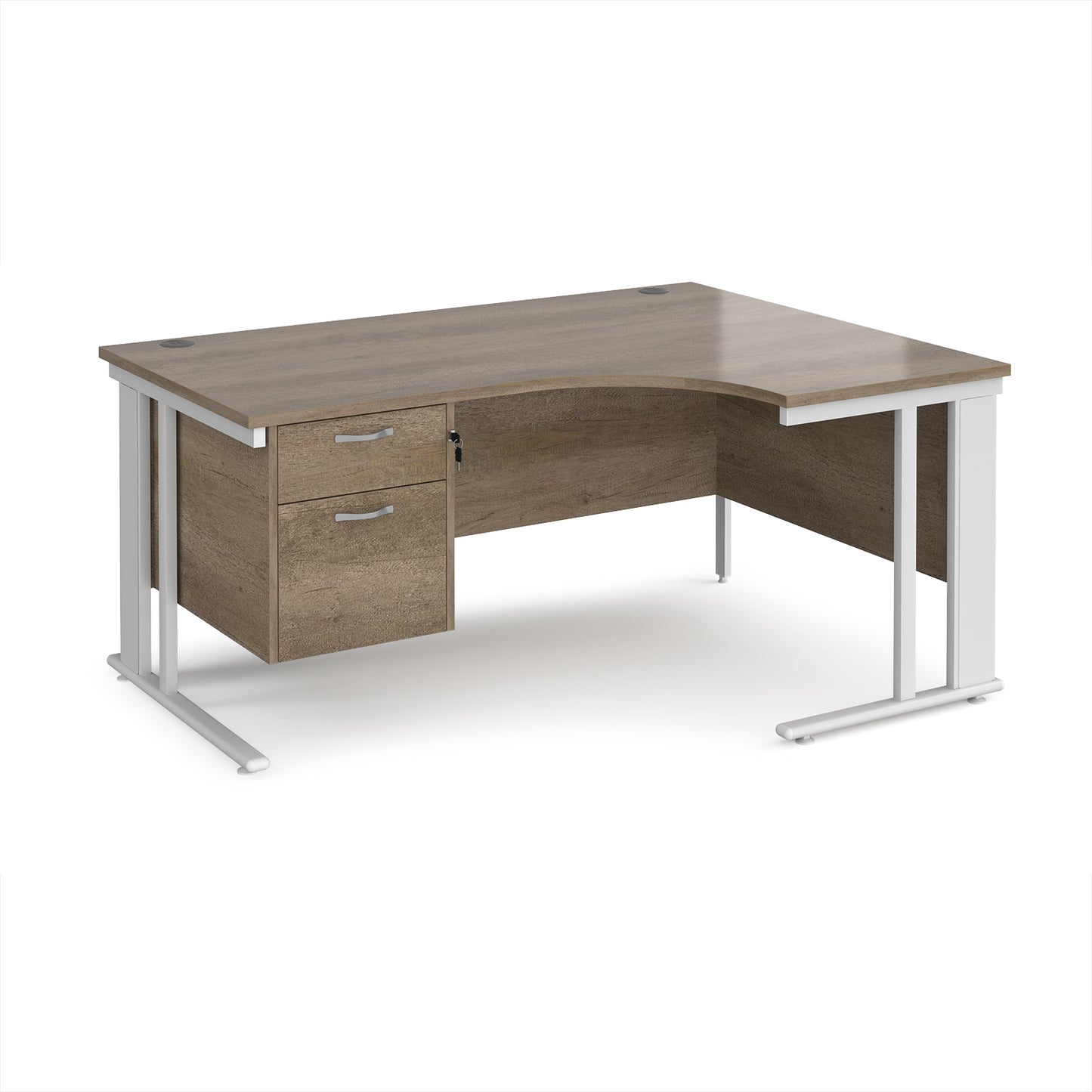 Maestro 25 cable managed right hand ergonomic desk with 2 drawer ped - MCM16ERP2WHNO