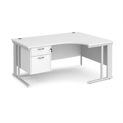 Maestro 25 cable managed right hand ergonomic desk with 2 drawer ped - MCM16ERP2WHWH