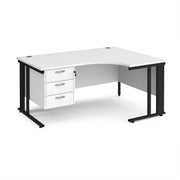 Maestro 25 cable managed right hand ergonomic desk with 3 drawer ped
