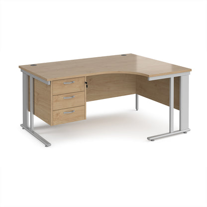 Maestro 25 cable managed right hand ergonomic desk with 3 drawer ped - MCM16ERP3SKO