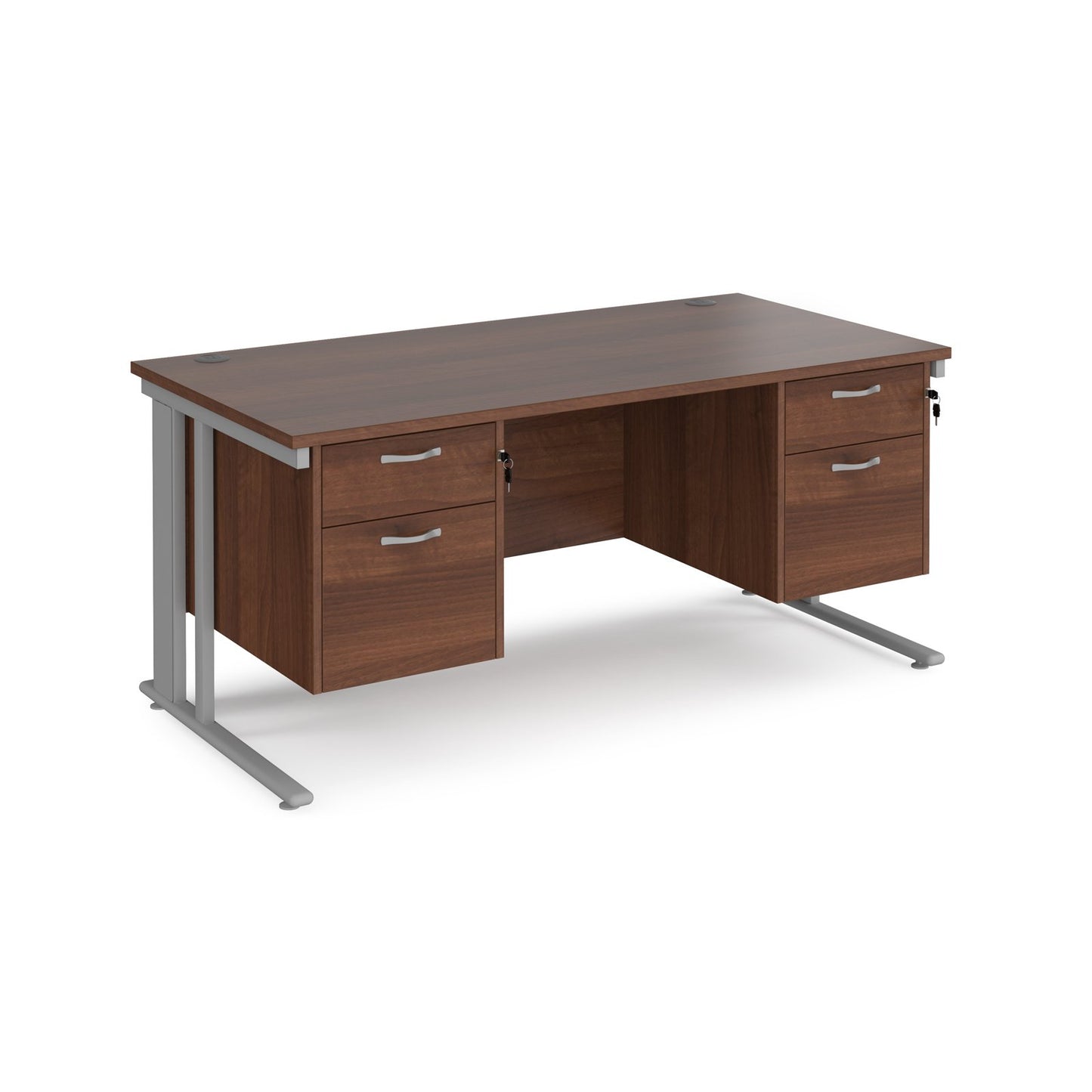 Maestro 25 cable managed 800mm deep desk with 2 x 2 drawer peds