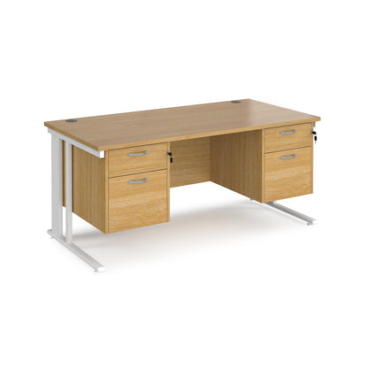 Maestro 25 cable managed 800mm deep desk with 2 x 2 drawer peds