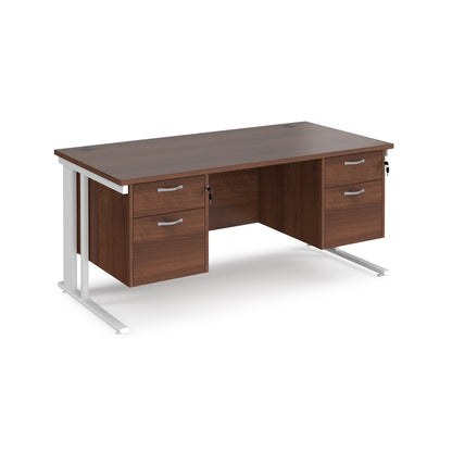 Maestro 25 cable managed 800mm deep desk with 2 x 2 drawer peds