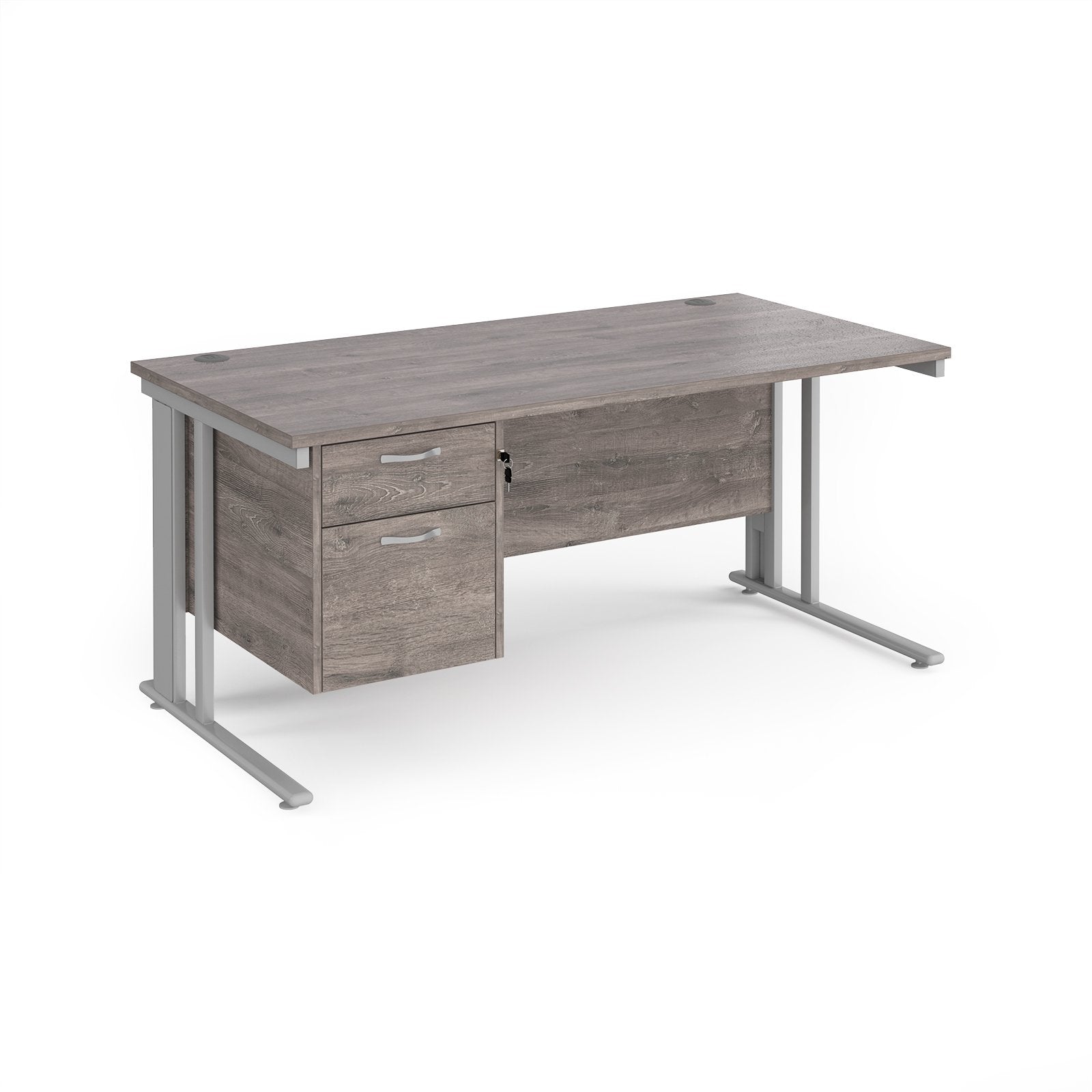 Maestro 25 cable managed 800mm deep desk with 2 drawer ped - Grey Oak