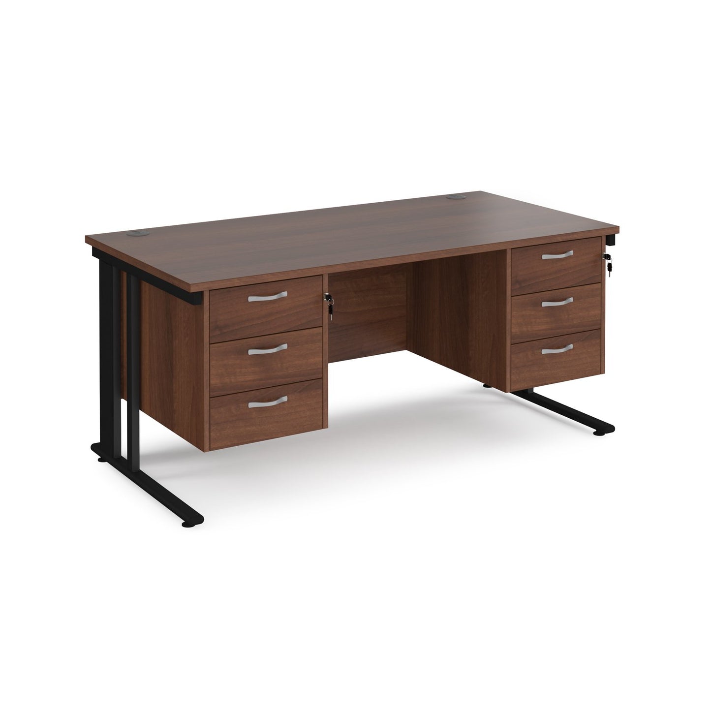 Maestro 25 cable managed 800mm deep desk with 2 x 3 drawer peds