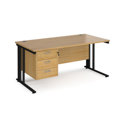 Maestro 25 cable managed 800mm deep desk with 3 drawer ped