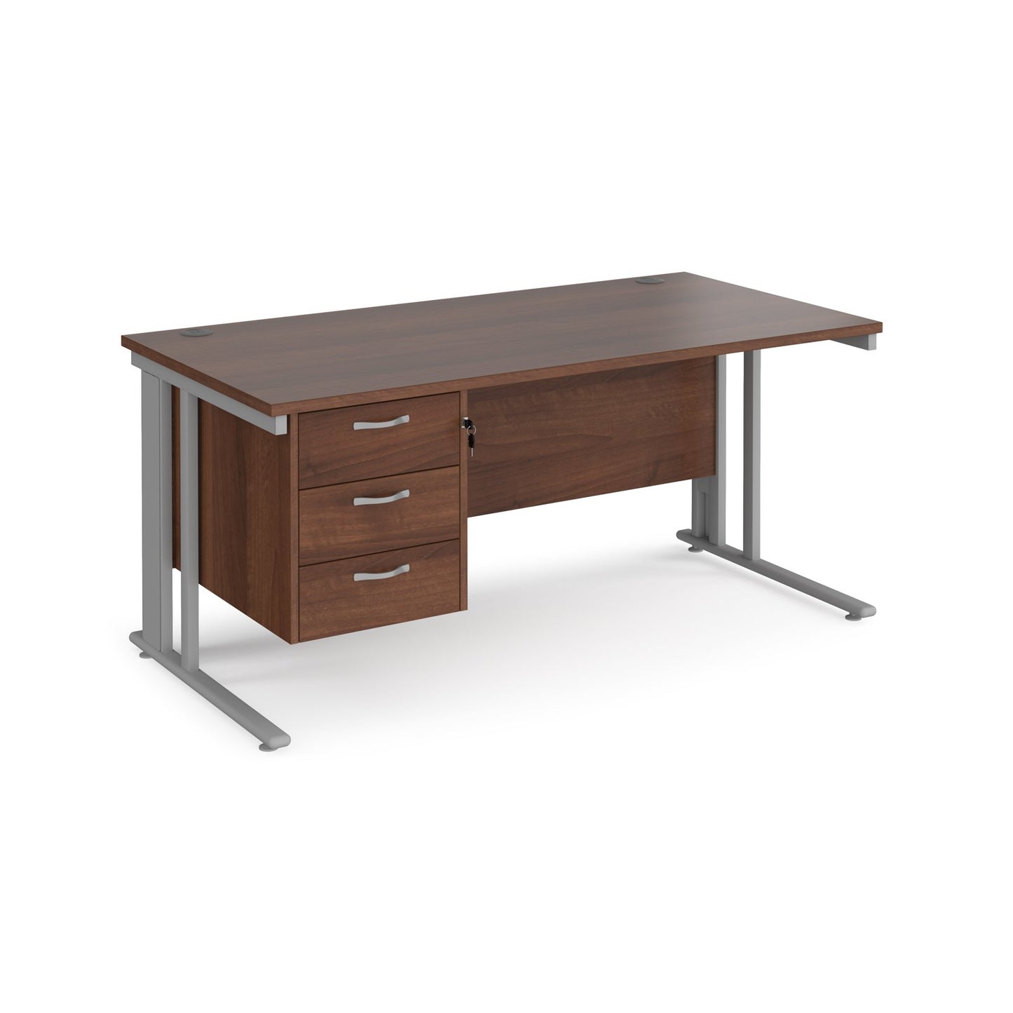 Maestro 25 cable managed 800mm deep desk with 3 drawer ped