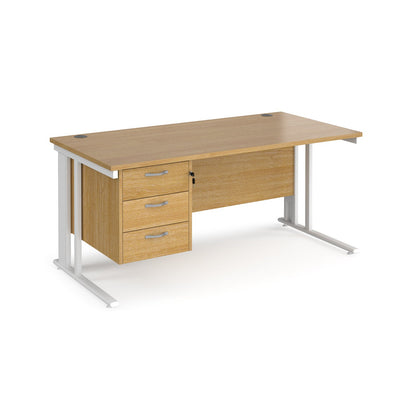 Maestro 25 cable managed 800mm deep desk with 3 drawer ped