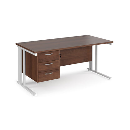 Maestro 25 cable managed 800mm deep desk with 3 drawer ped