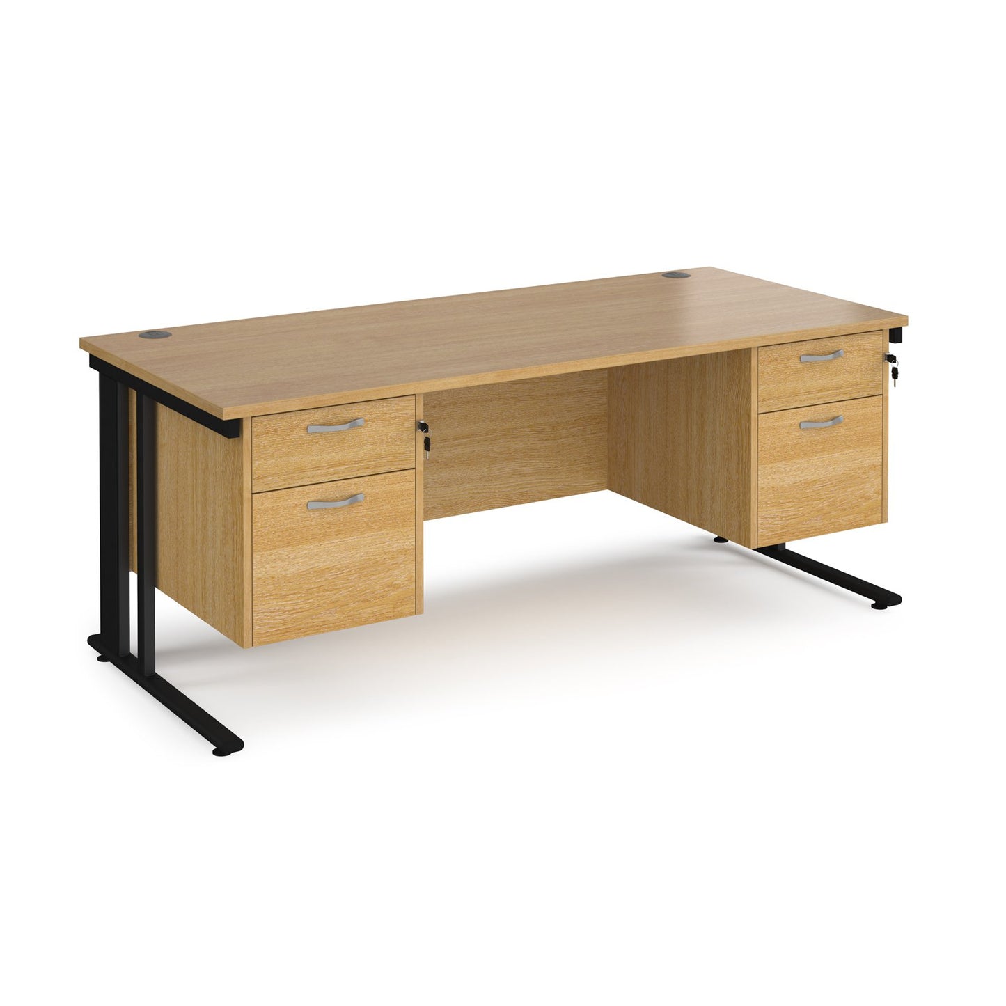 Maestro 25 cable managed 800mm deep desk with 2 x 2 drawer peds