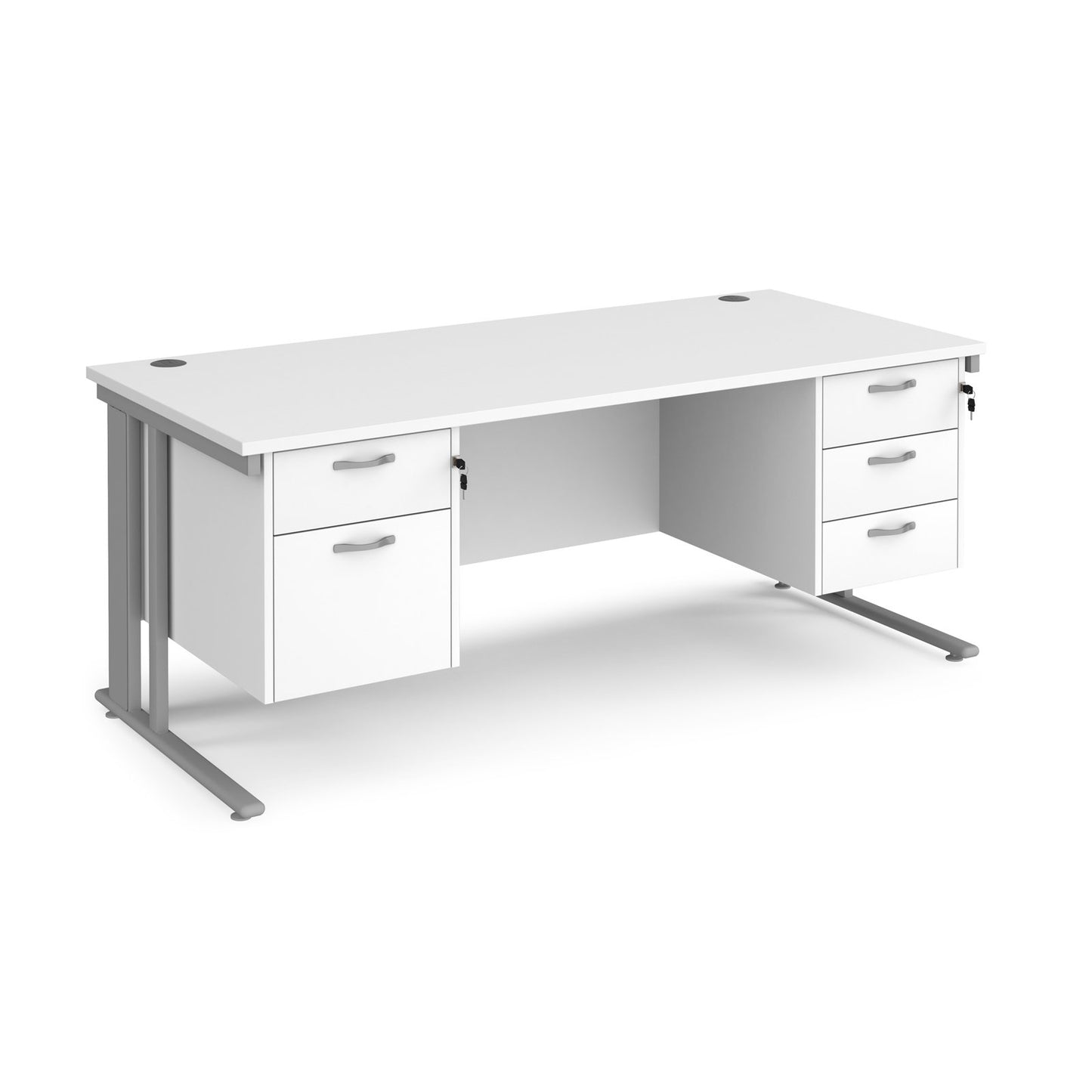 Maestro 25 cable managed 800mm deep desk with 2 & 3 drawer peds