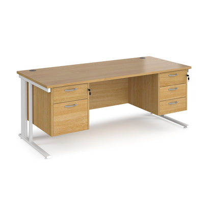 Maestro 25 cable managed 800mm deep desk with 2 & 3 drawer peds