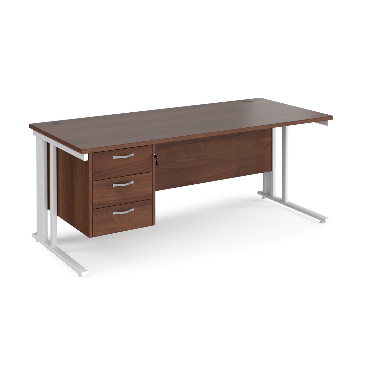 Maestro 25 cable managed 800mm deep desk with 3 drawer ped