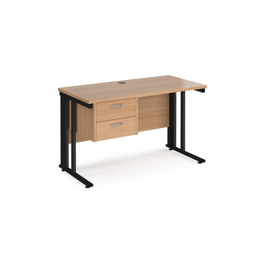 Maestro 25 cable managed 600mm deep desk with 2 drawer ped