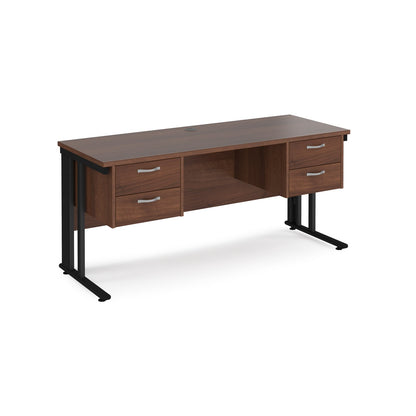 Maestro 25 cable managed 600mm deep desk with 2 x 2 drawer peds