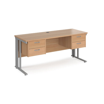 Maestro 25 cable managed 600mm deep desk with 2 x 2 drawer peds