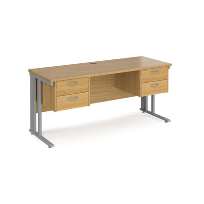 Maestro 25 cable managed 600mm deep desk with 2 x 2 drawer peds