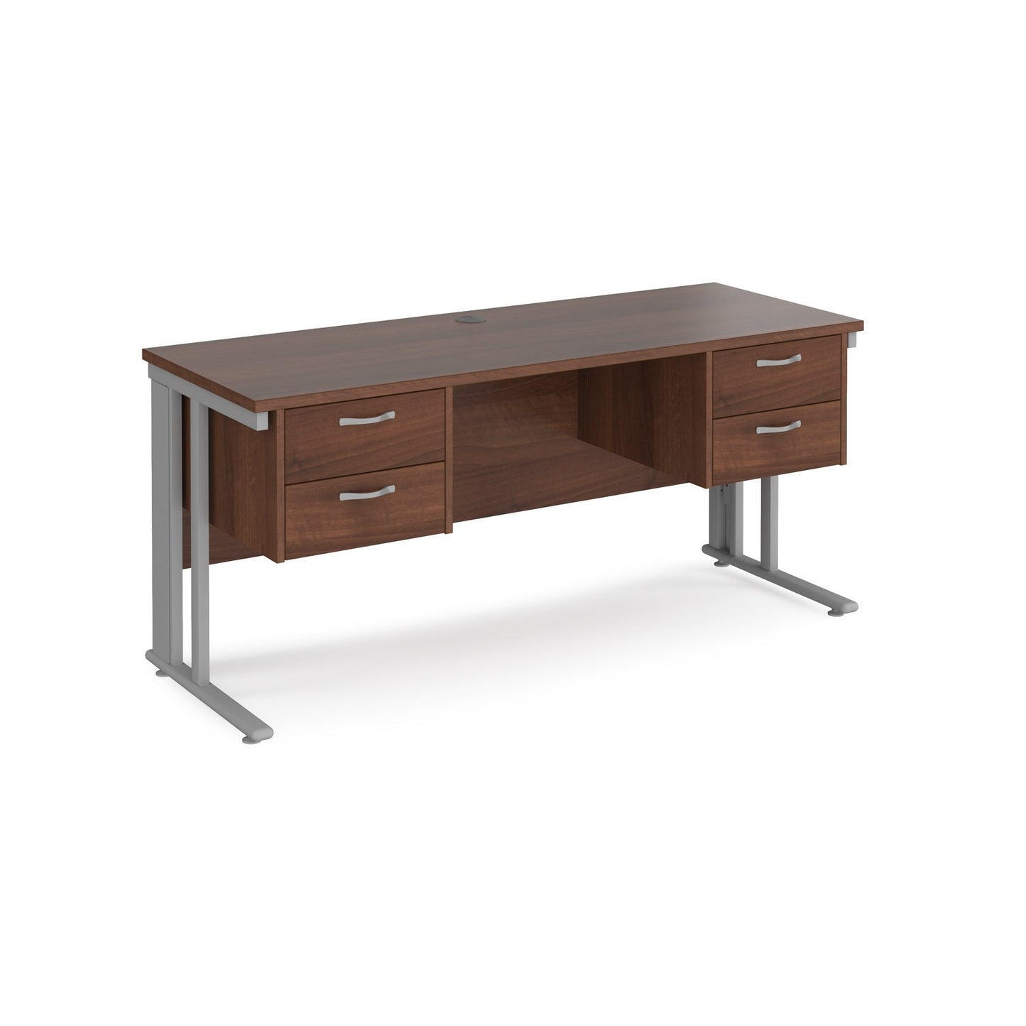 Maestro 25 cable managed 600mm deep desk with 2 x 2 drawer peds