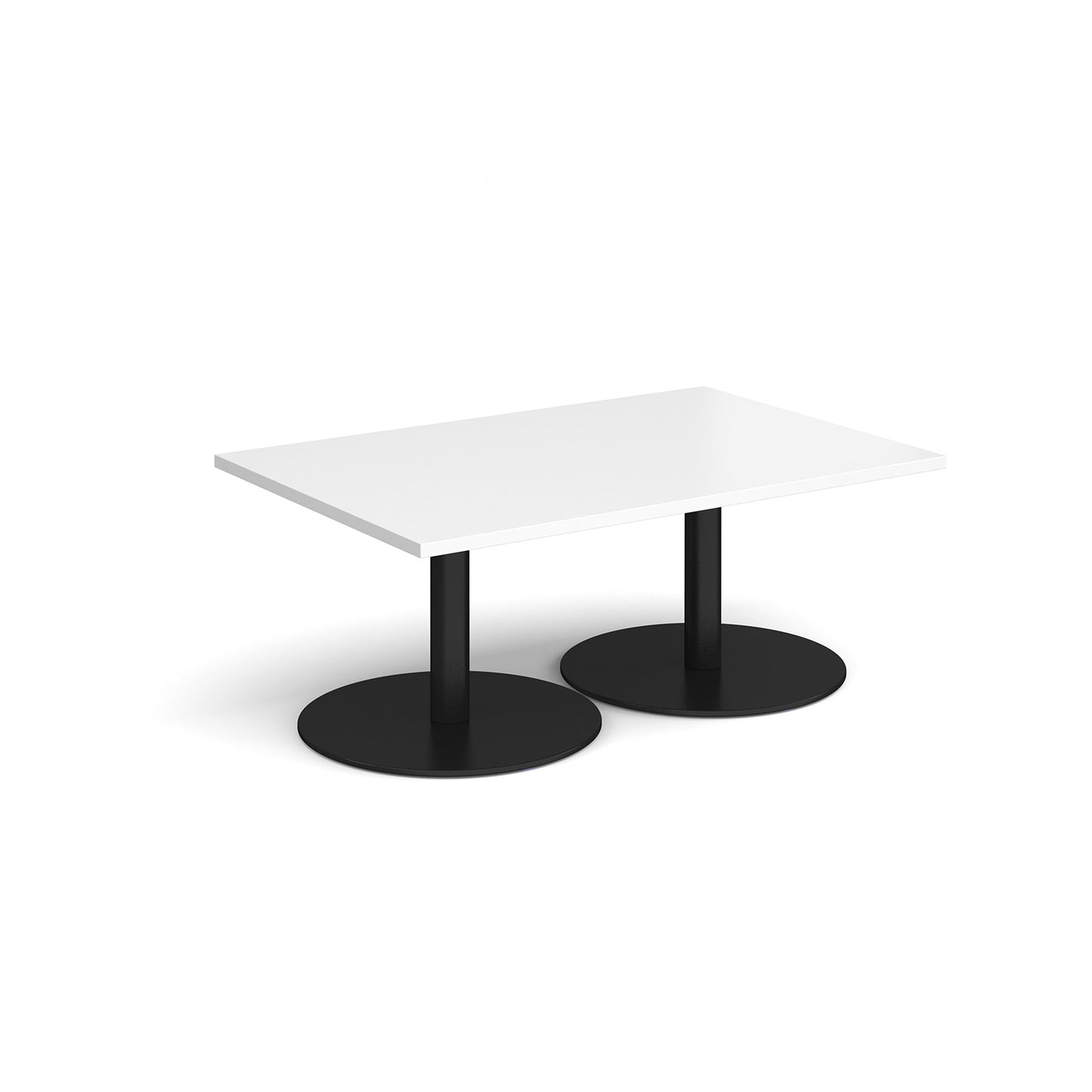 Monza rectangular coffee table with flat round bases - MCR1200-K-WH