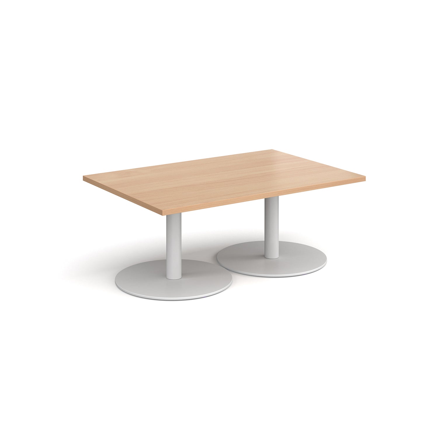 Monza rectangular coffee table with flat round bases - MCR1200-WH-B