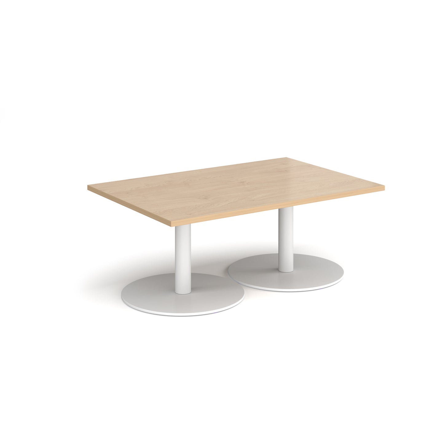 Monza rectangular coffee table with flat round bases - MCR1200-WH-KO
