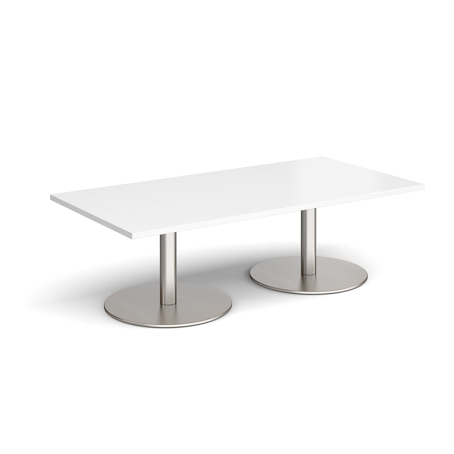 Monza rectangular coffee table with flat round bases - MCR1600-BS-WH