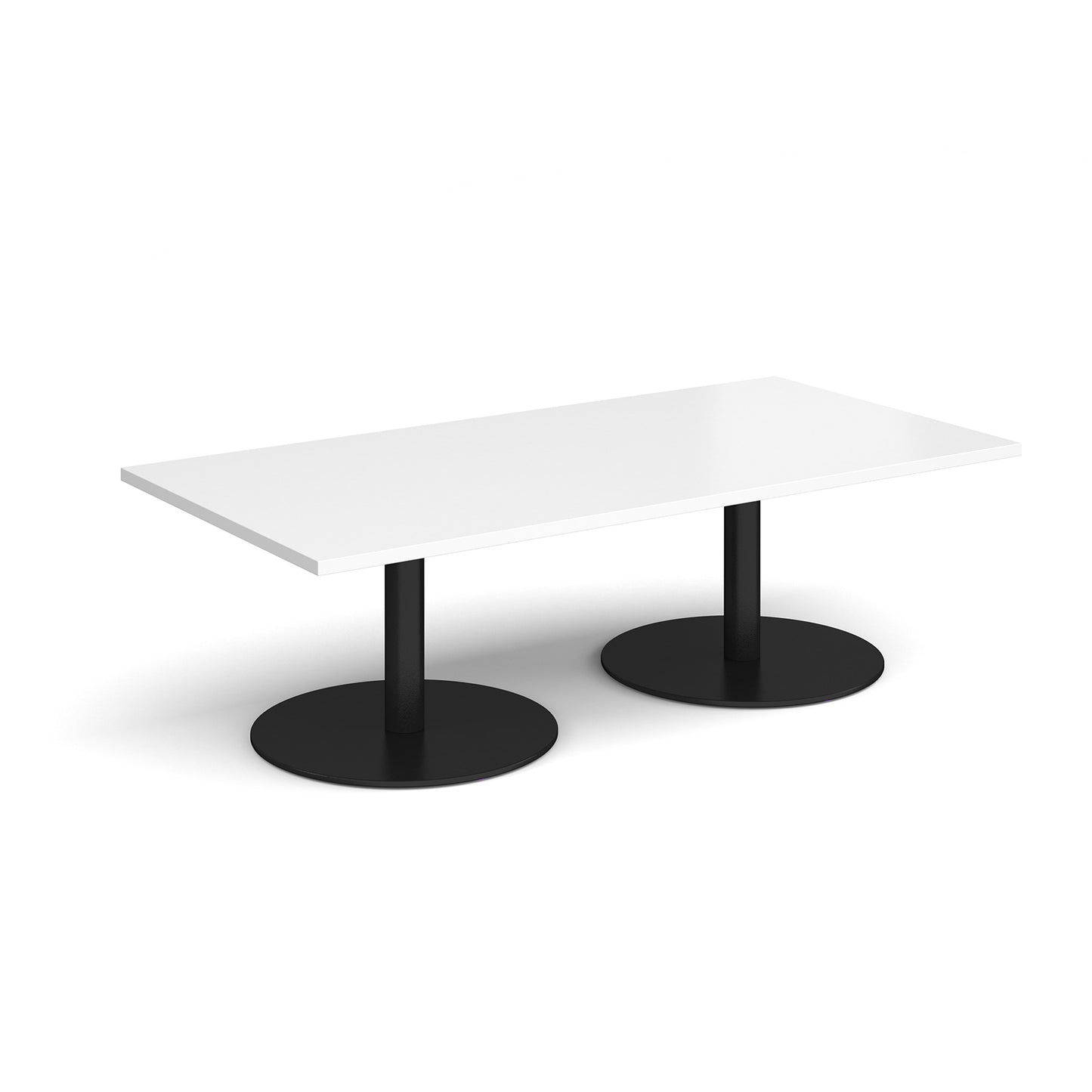 Monza rectangular coffee table with flat round bases - MCR1600-K-WH