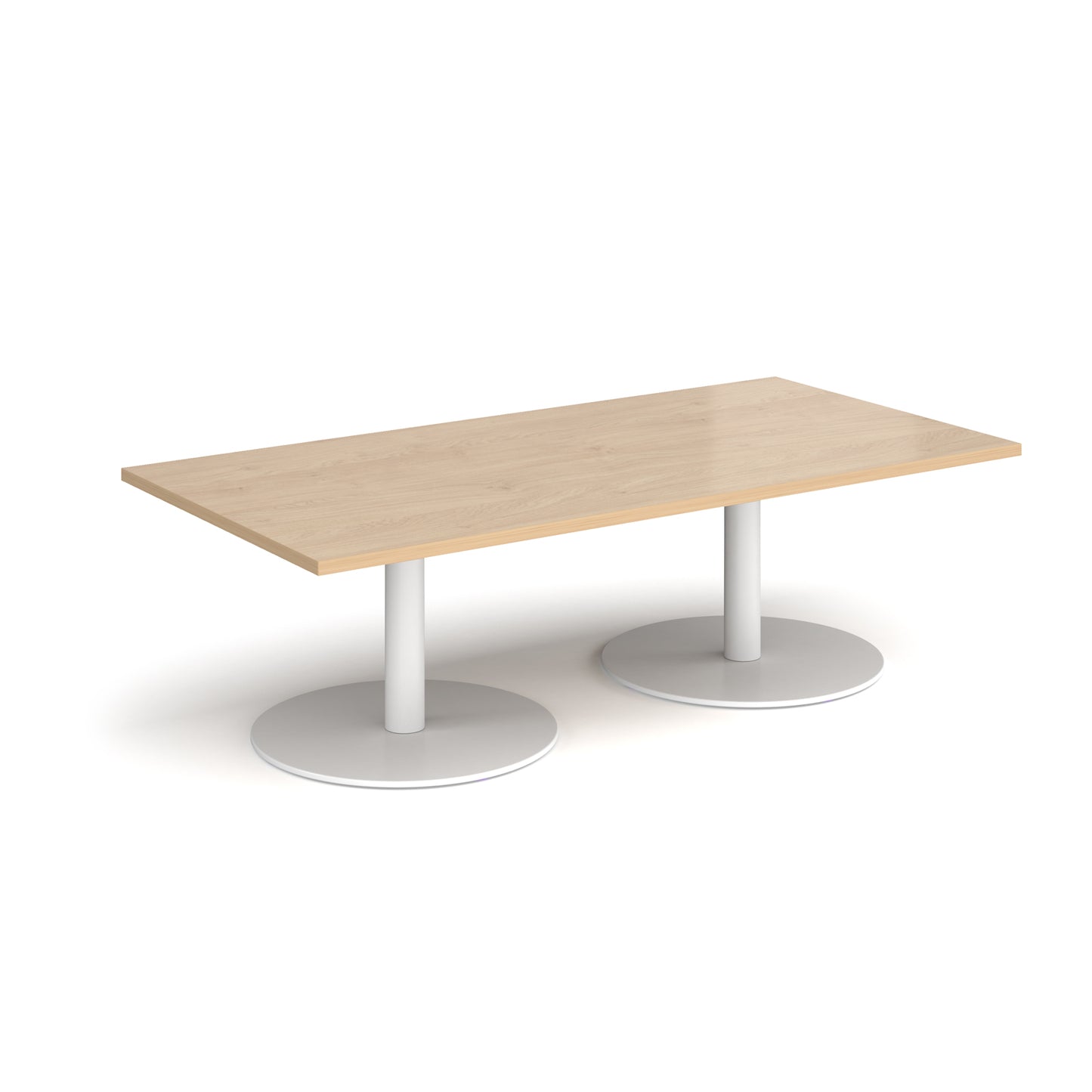 Monza rectangular coffee table with flat round bases - MCR1600-WH-KO