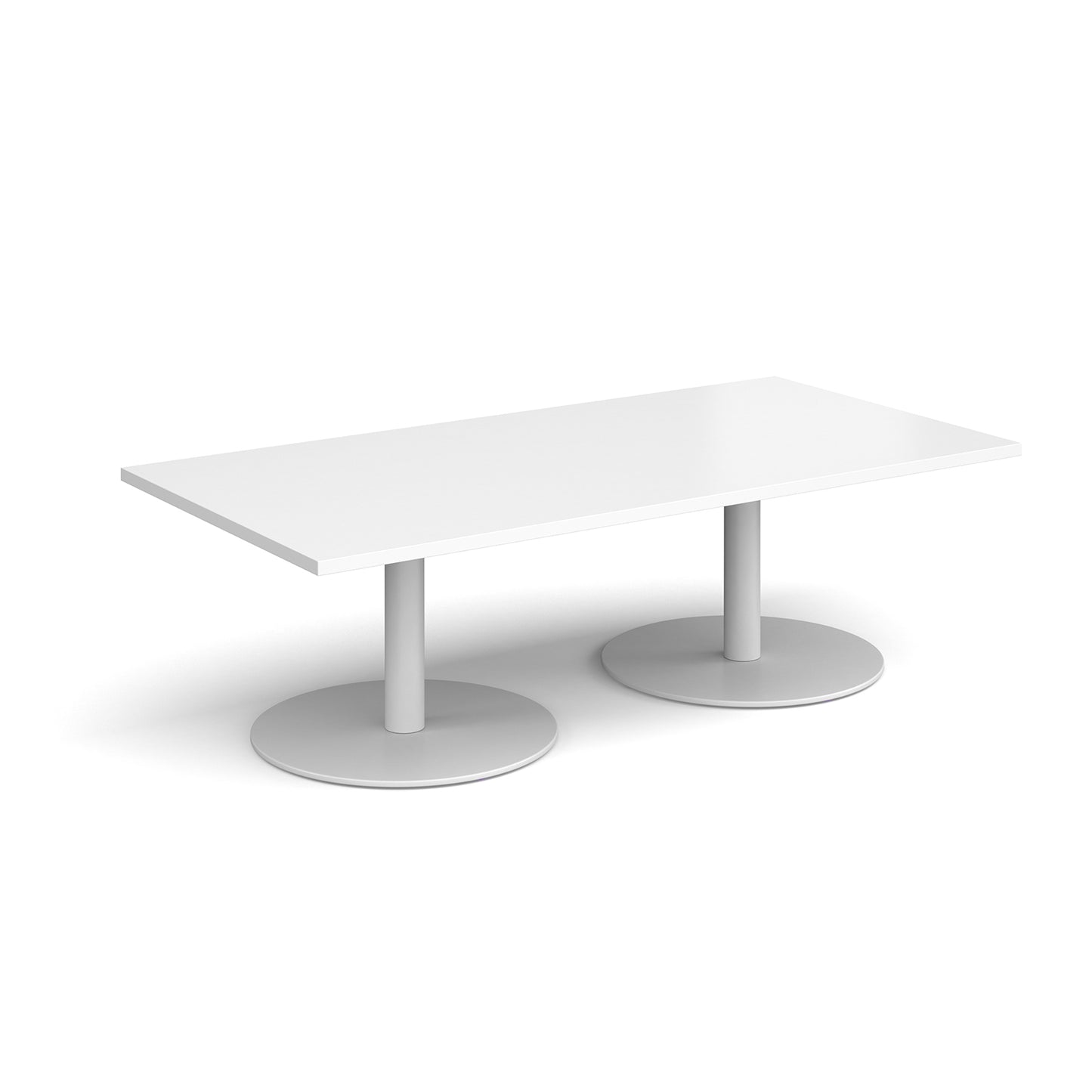 Monza rectangular coffee table with flat round bases - MCR1600-WH-WH