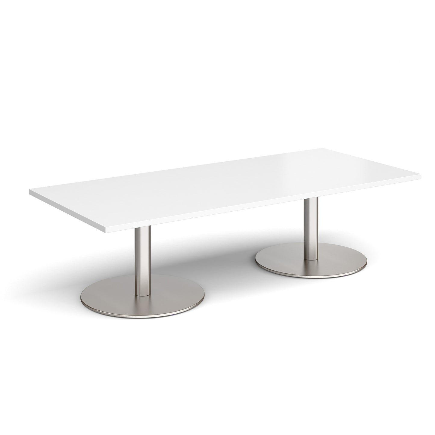 Monza rectangular coffee table with flat round bases - MCR1800-BS-WH