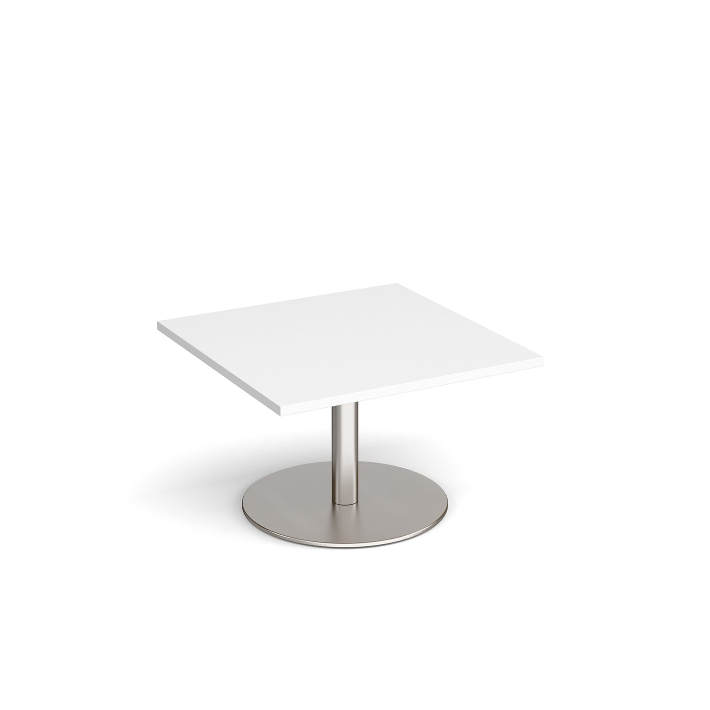 Monza square coffee table with flat round base - MCS800-BS-WH