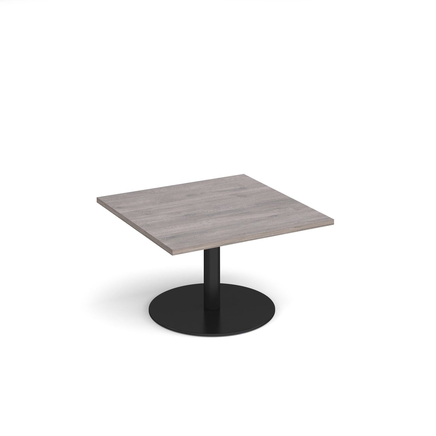 Monza square coffee table with flat round base