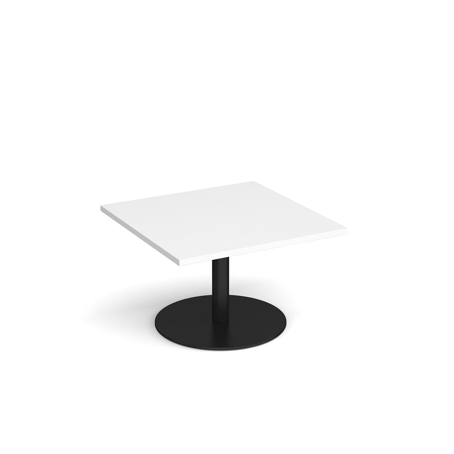 Monza square coffee table with flat round base - MCS800-K-WH