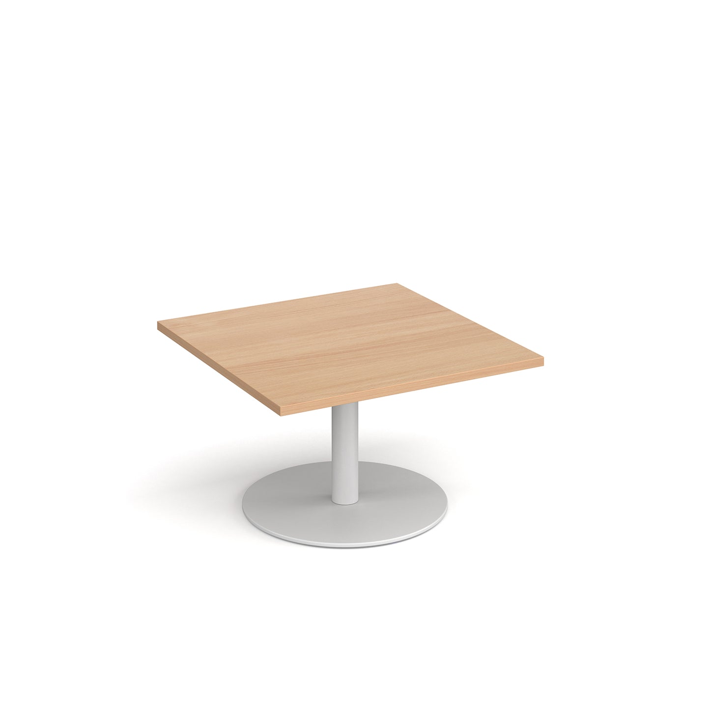 Monza square coffee table with flat round base - MCS800-WH-B
