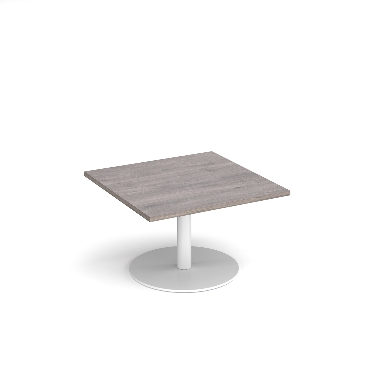 Monza square coffee table with flat round base - MCS800-WH-GO