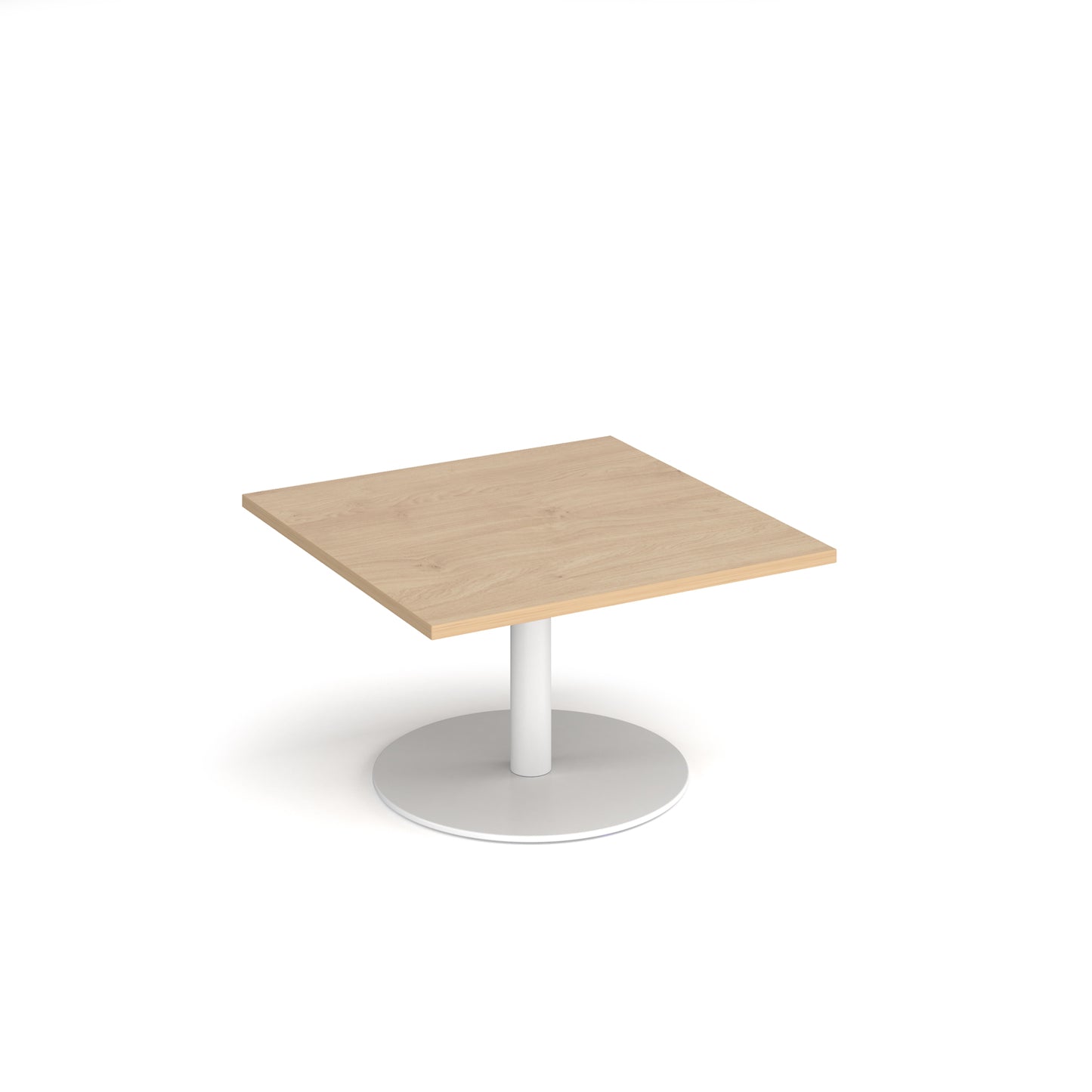 Monza square coffee table with flat round base - MCS800-WH-KO
