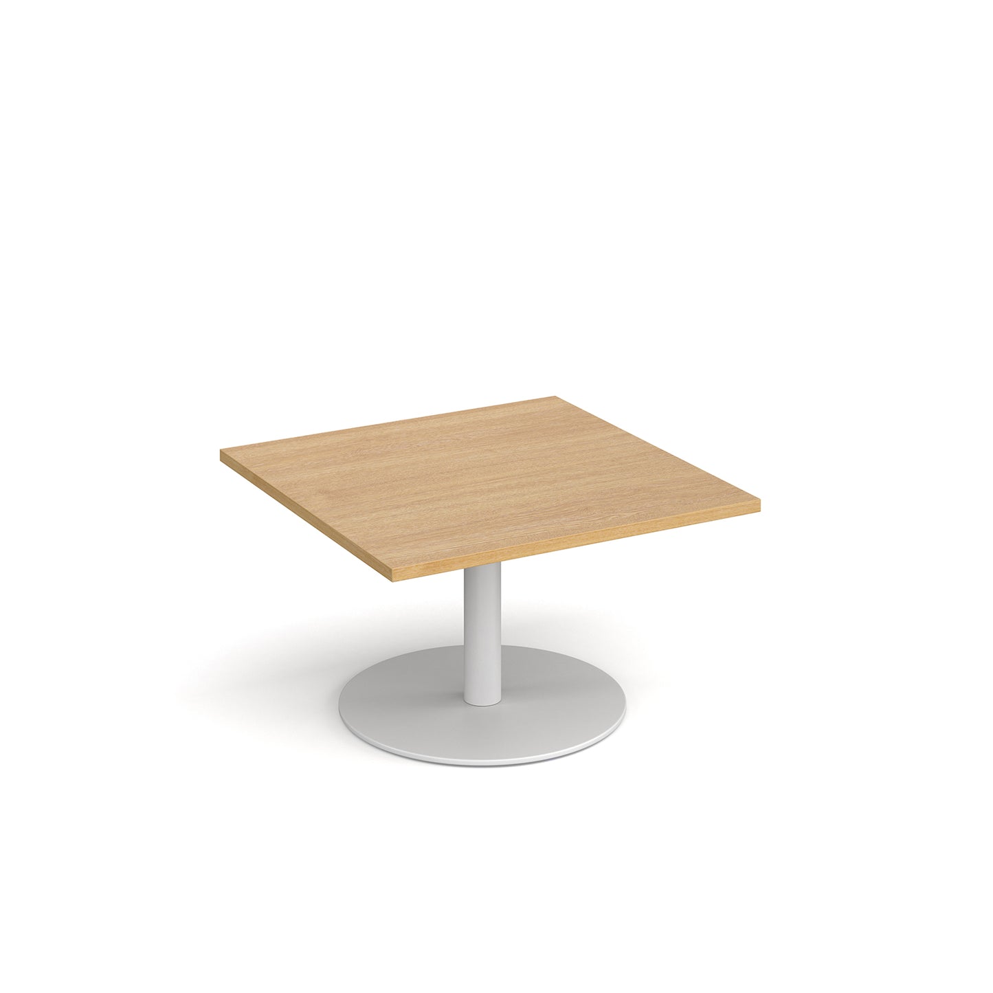 Monza square coffee table with flat round base - MCS800-WH-O