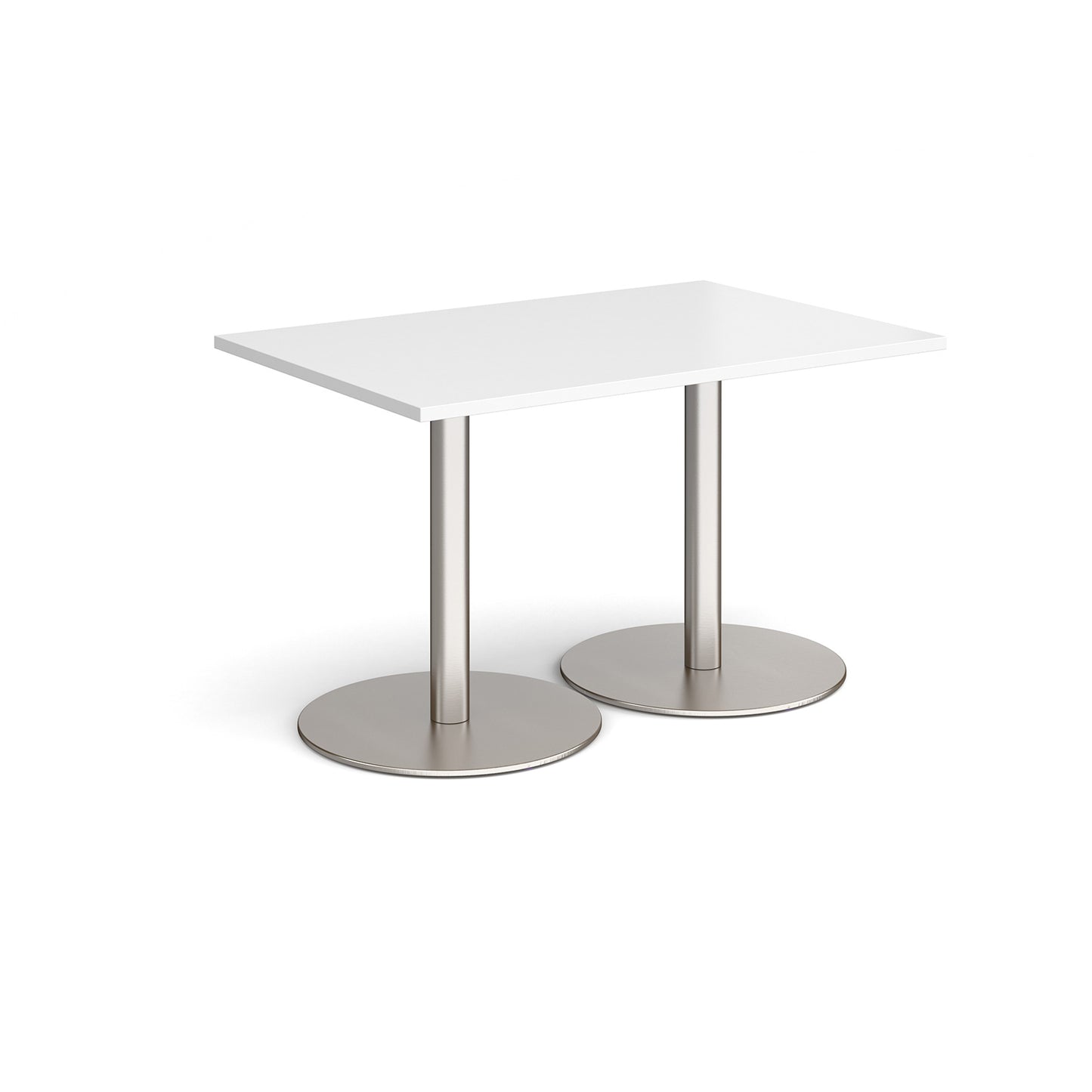 Monza rectangular dining table with flat round bases - MDR1200-BS-WH