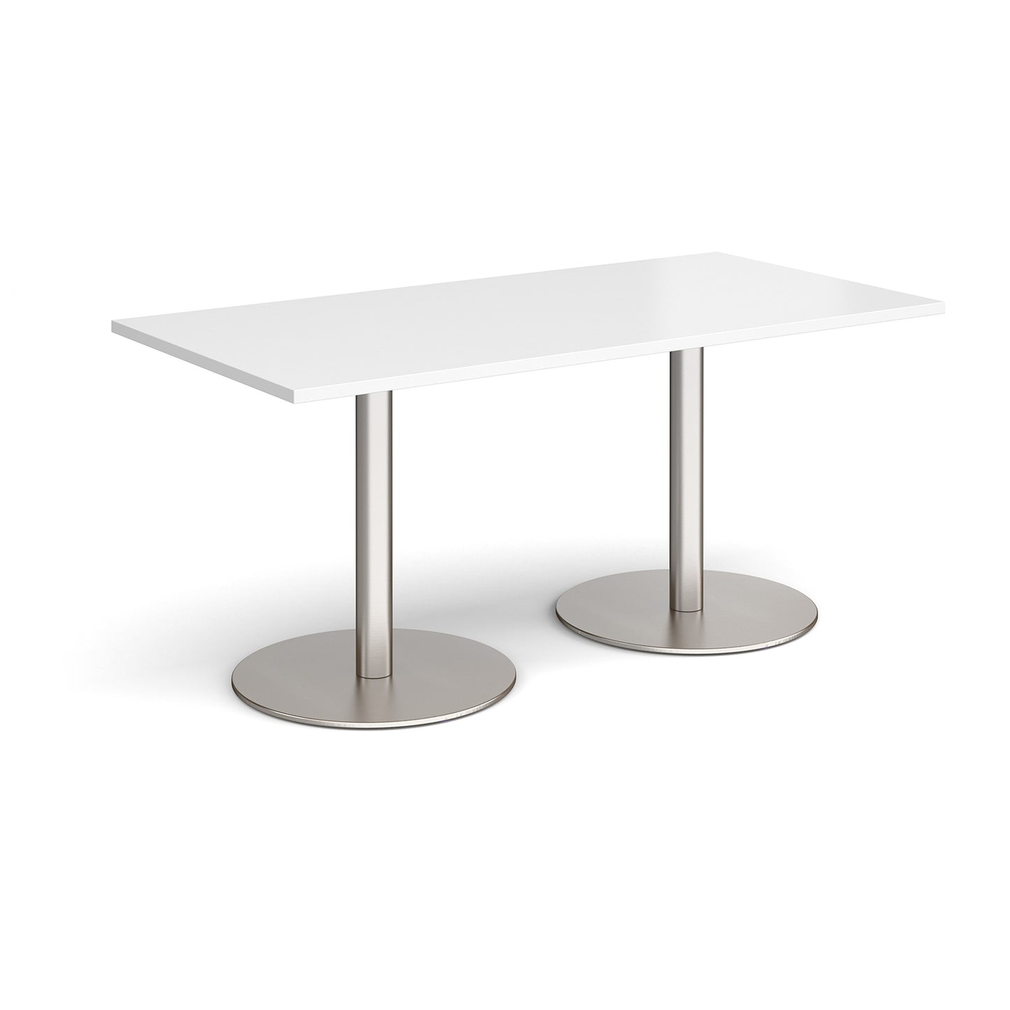 Monza rectangular dining table with flat round bases - MDR1600-BS-WH