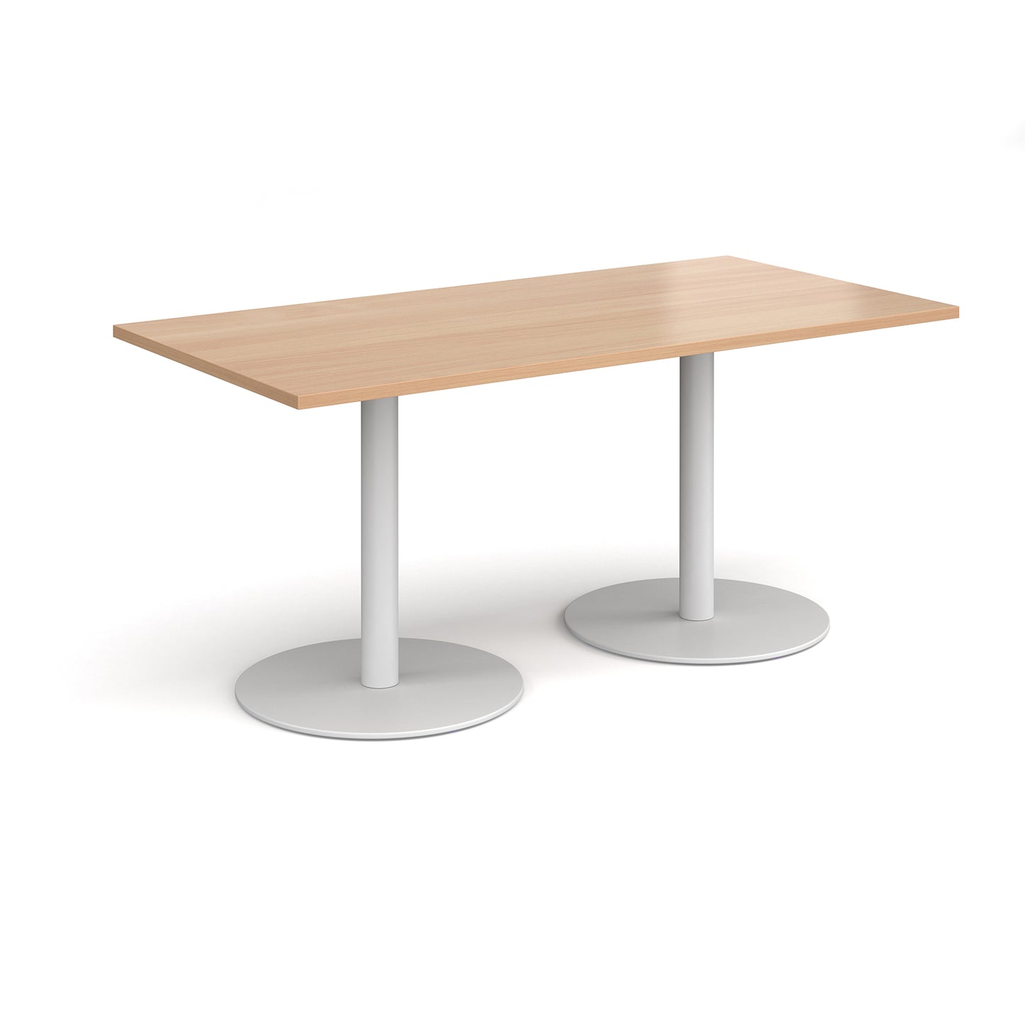 Monza rectangular dining table with flat round bases - MDR1600-WH-B