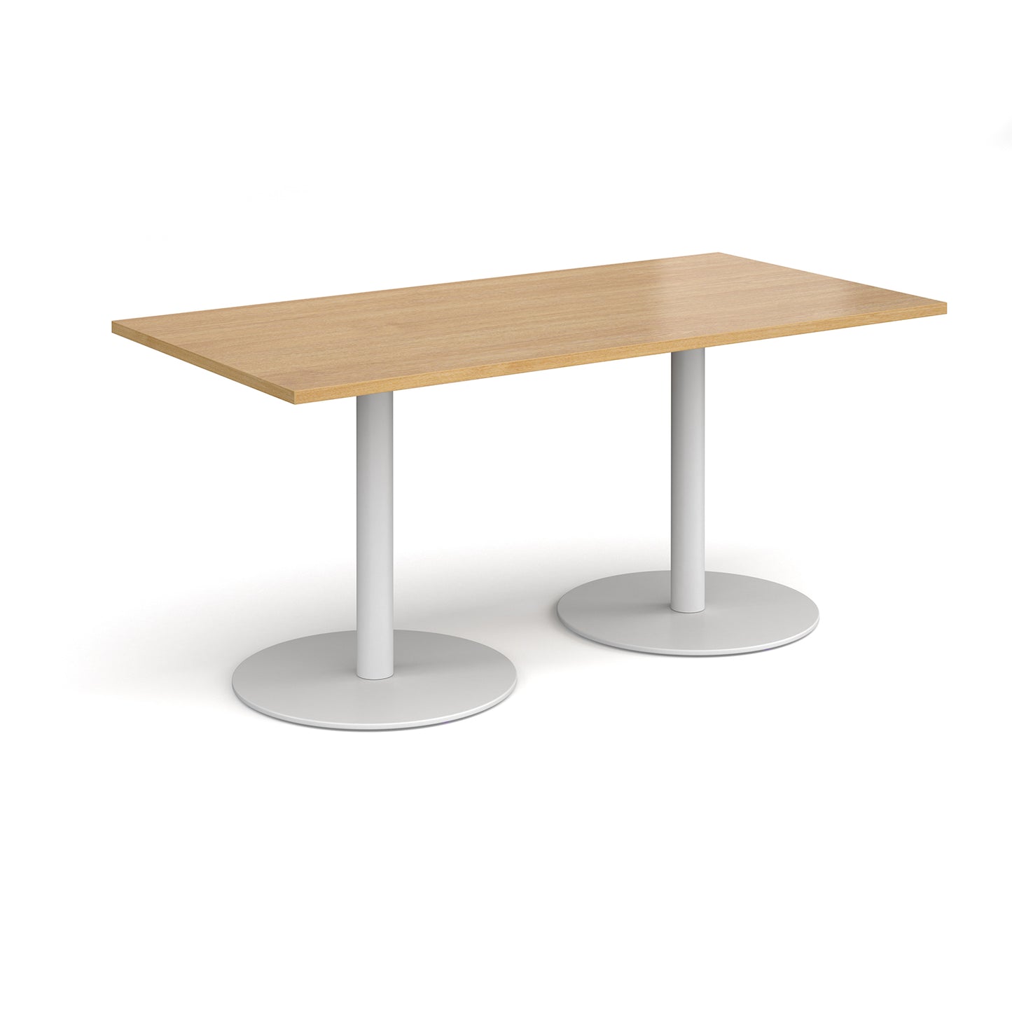 Monza rectangular dining table with flat round bases - MDR1600-WH-O