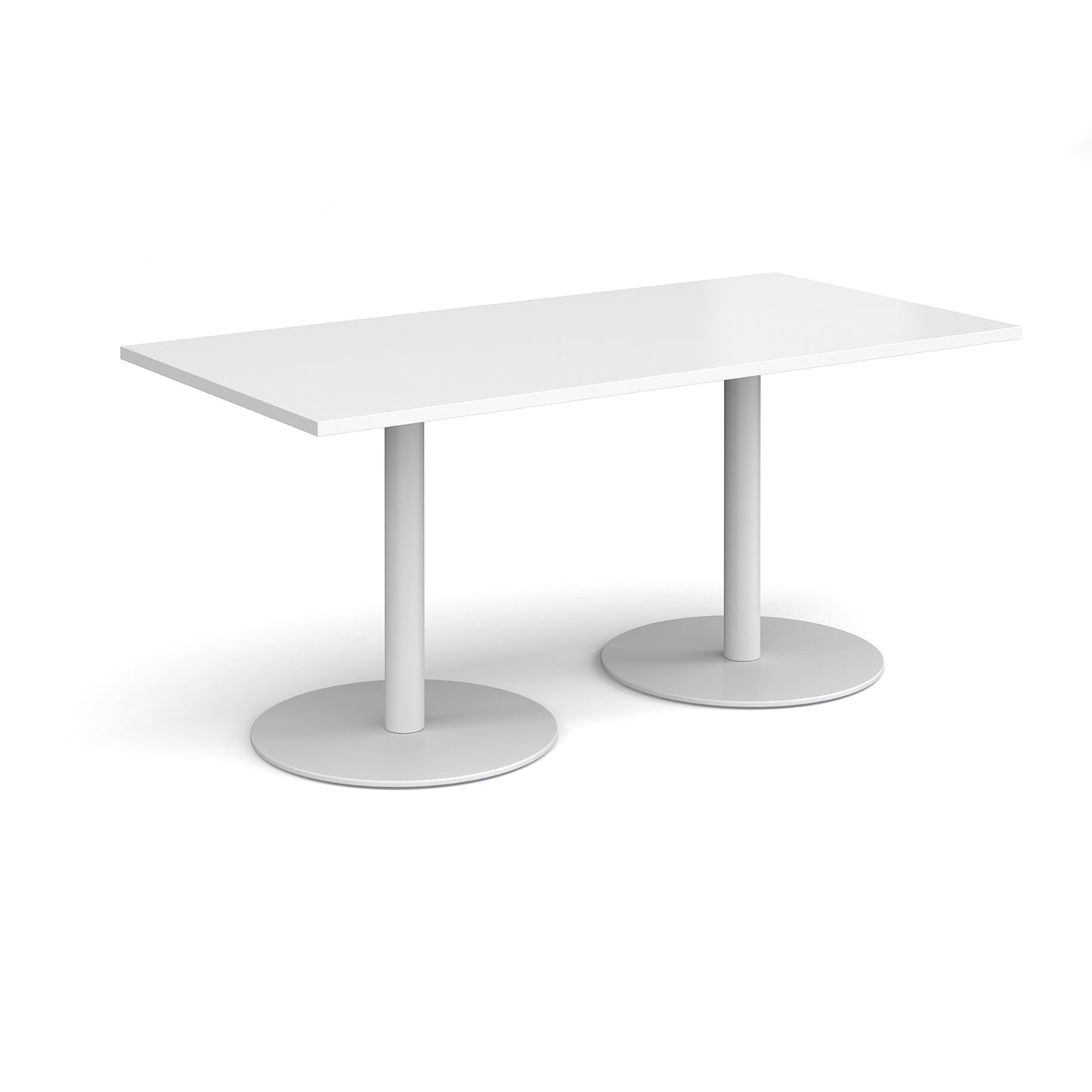 Monza rectangular dining table with flat round bases - MDR1600-WH-WH
