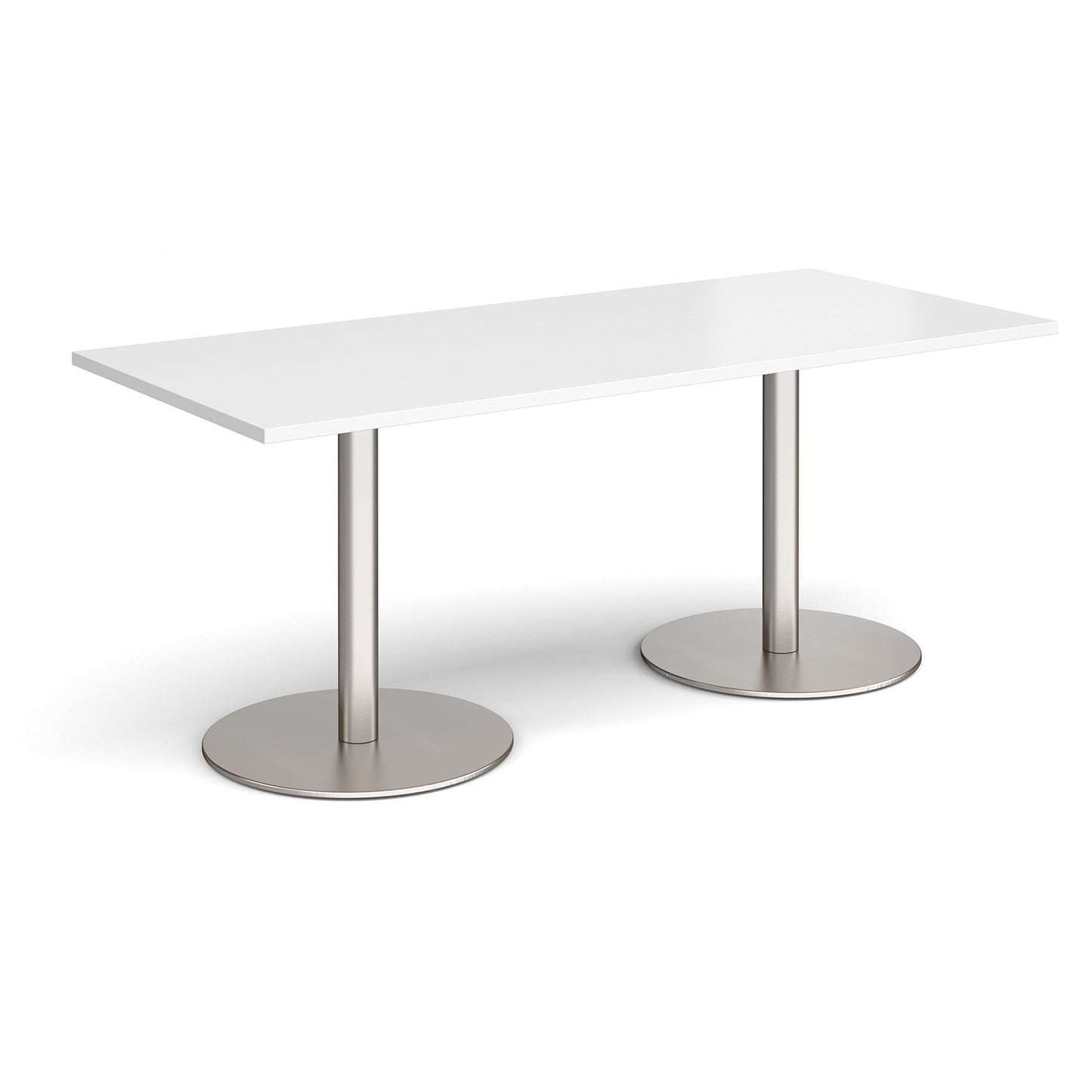Monza rectangular dining table with flat round bases - MDR1800-BS-WH