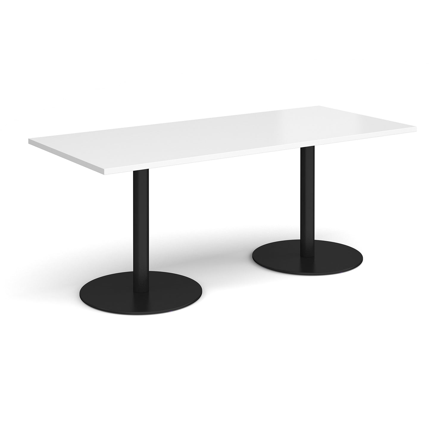 Monza rectangular dining table with flat round bases - MDR1800-K-WH